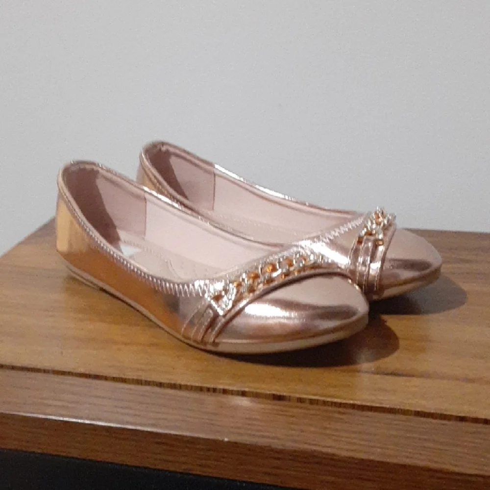 Link Elegant Rose Gold Girls Flats